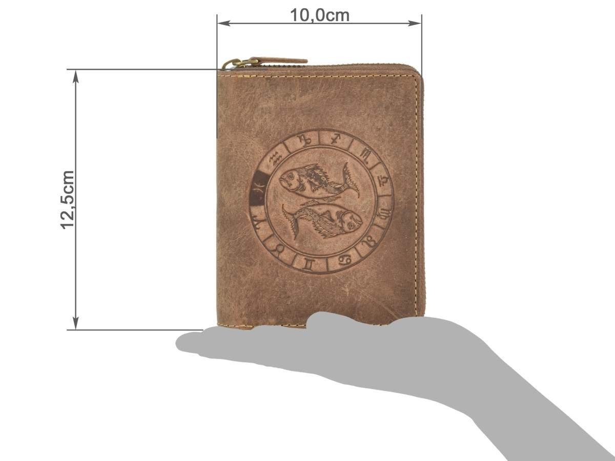 Greenburry Geldbörse Vintage Sternzeichen (oA), Geldbörse, Portemonnaie mit 9 Kartenfächern, Sternzeichen Fische