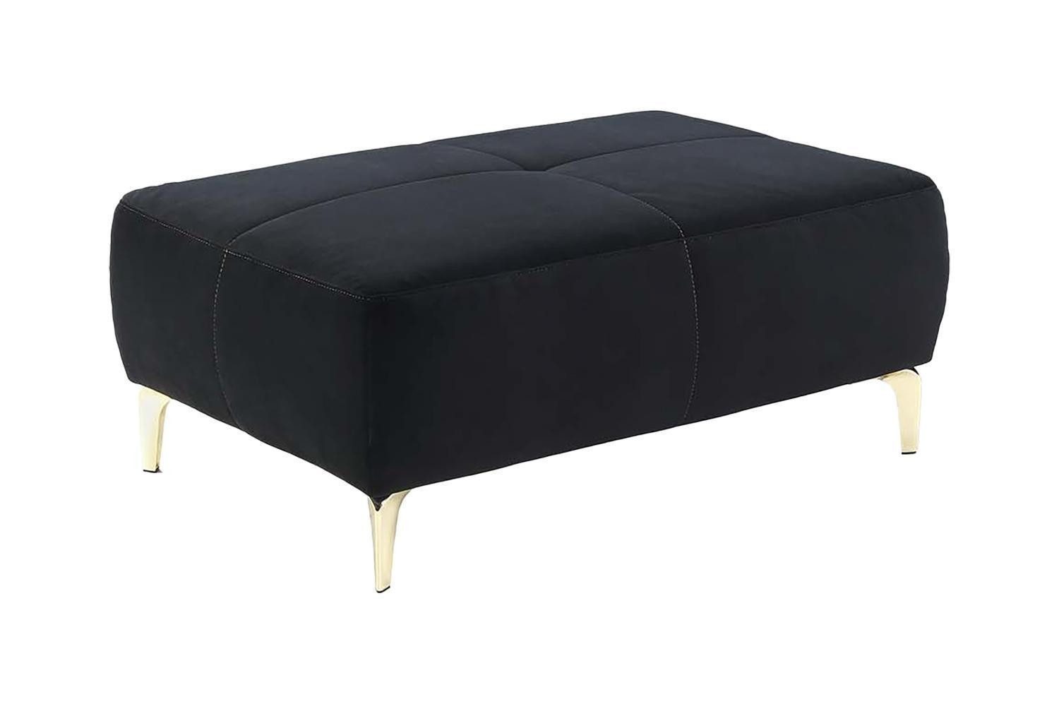 Jockenhöfer Gruppe Sitzhocker SALOME, Goldgelb, Schwarz, Samt, Metallfüße, B 111 x H 45 x T 79 cm