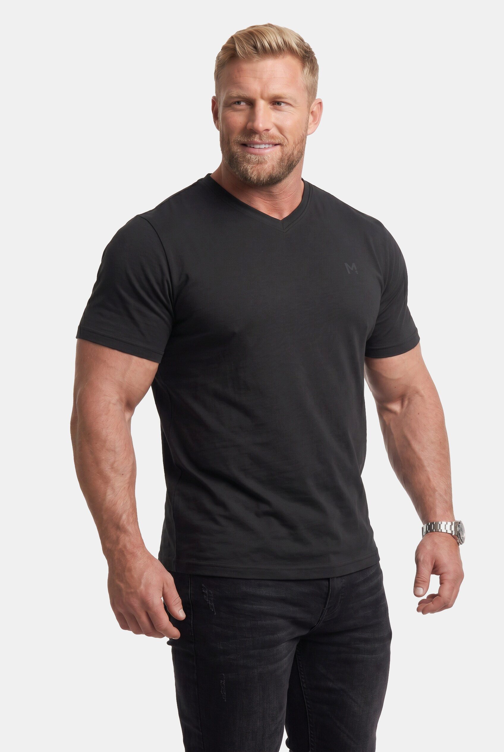 Men Plus T-Shirt T-Shirt Basic Halbarm V-Ausschnitt