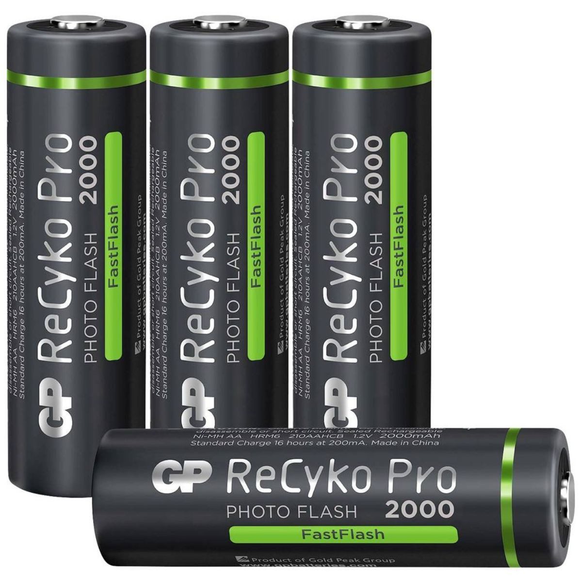 GP Batteries 4x GP ReCyko Pro PhotoFlash AA-Akku NiMH 2000mAh Akku-Set Mignon 2000 mAh (1,2 V), Mignon LR06 LR6 1,2V AA Akku Accu Batterie 4er Pack Wiederaufladbar