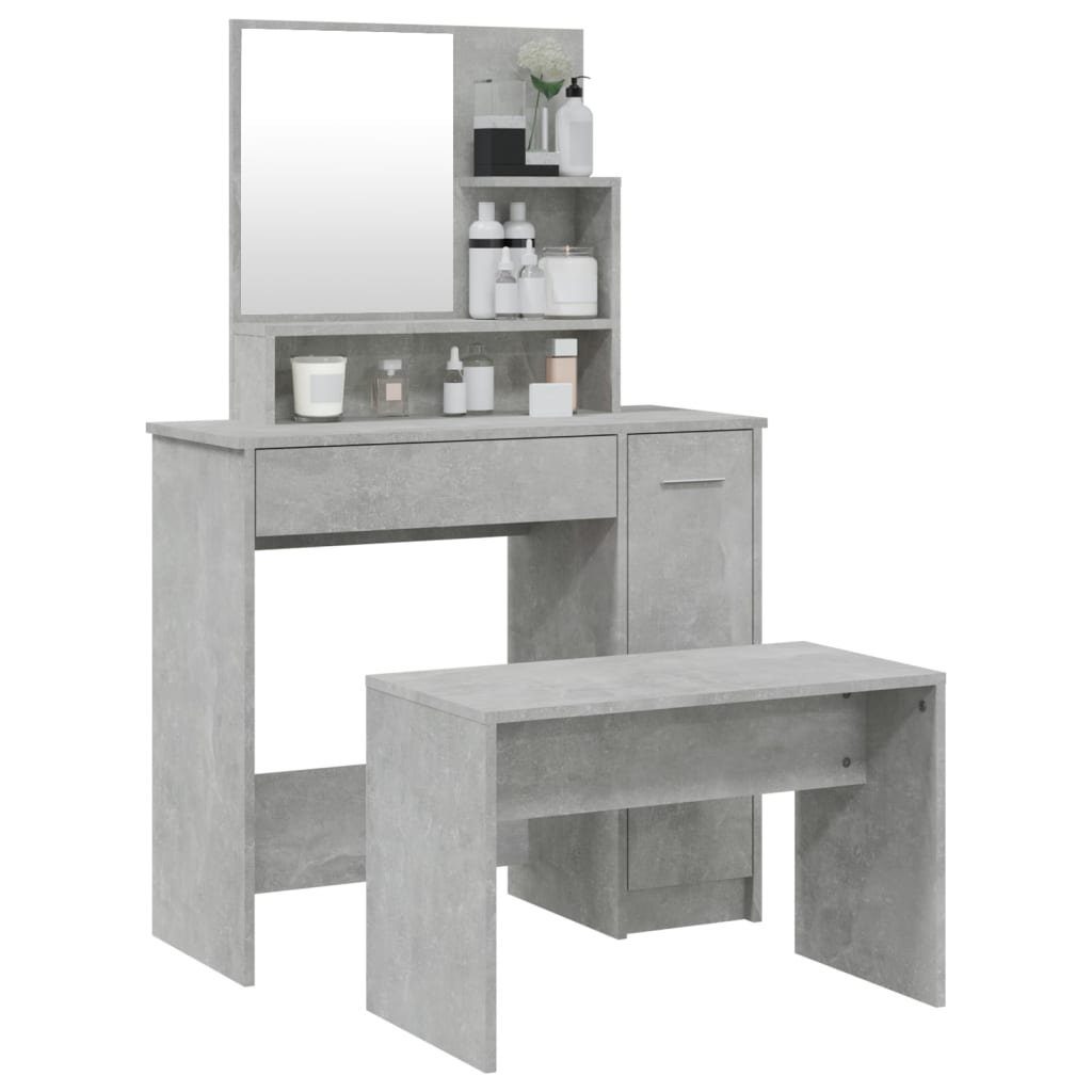 vidaXL Schminktisch Schminktisch-Set Betongrau 86,5x35x136 cm günstig online kaufen