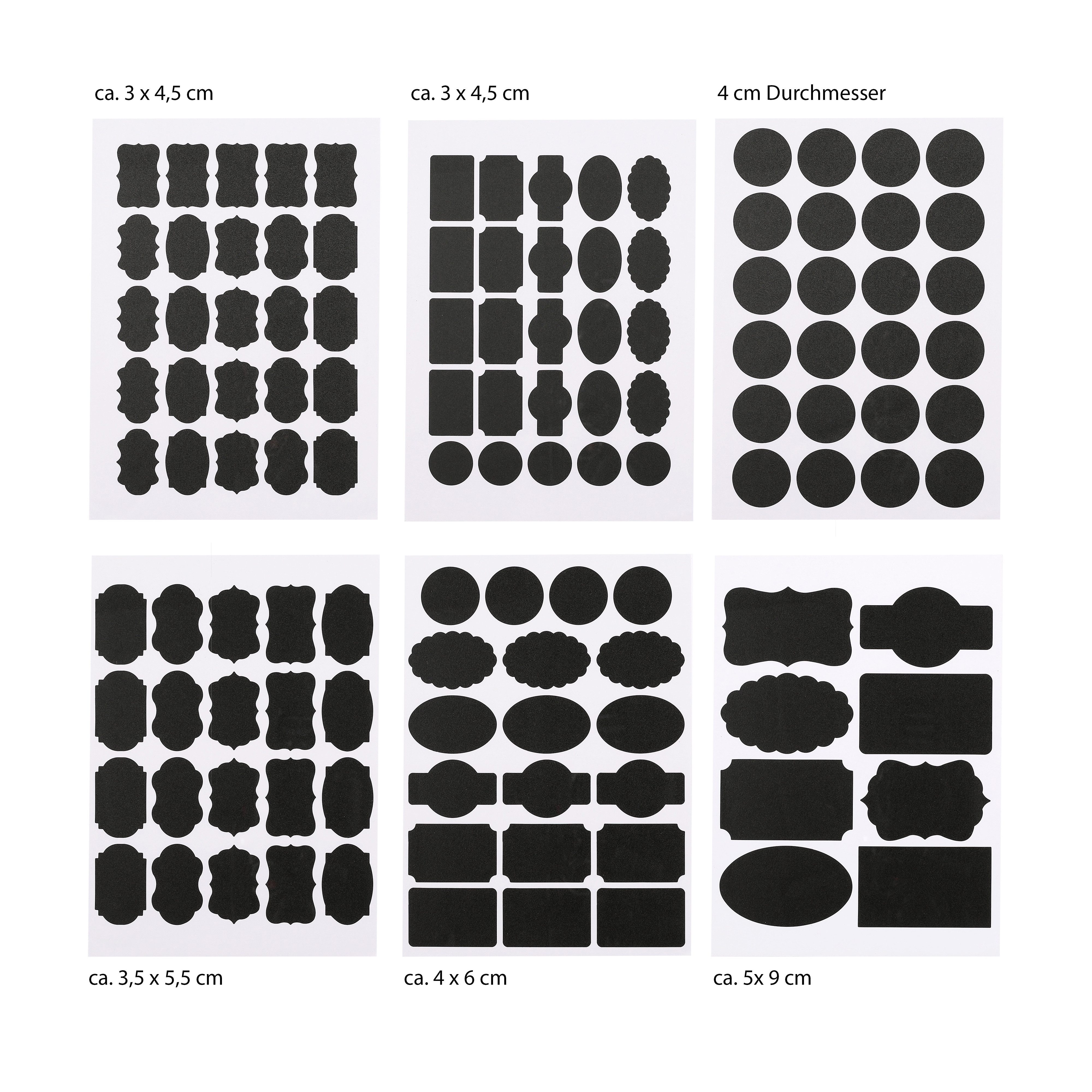 VanHenry Sticker Tafeletiketten selbstklebend 211er Pack inkl. 2 Kreidestifte, (211-tlg)