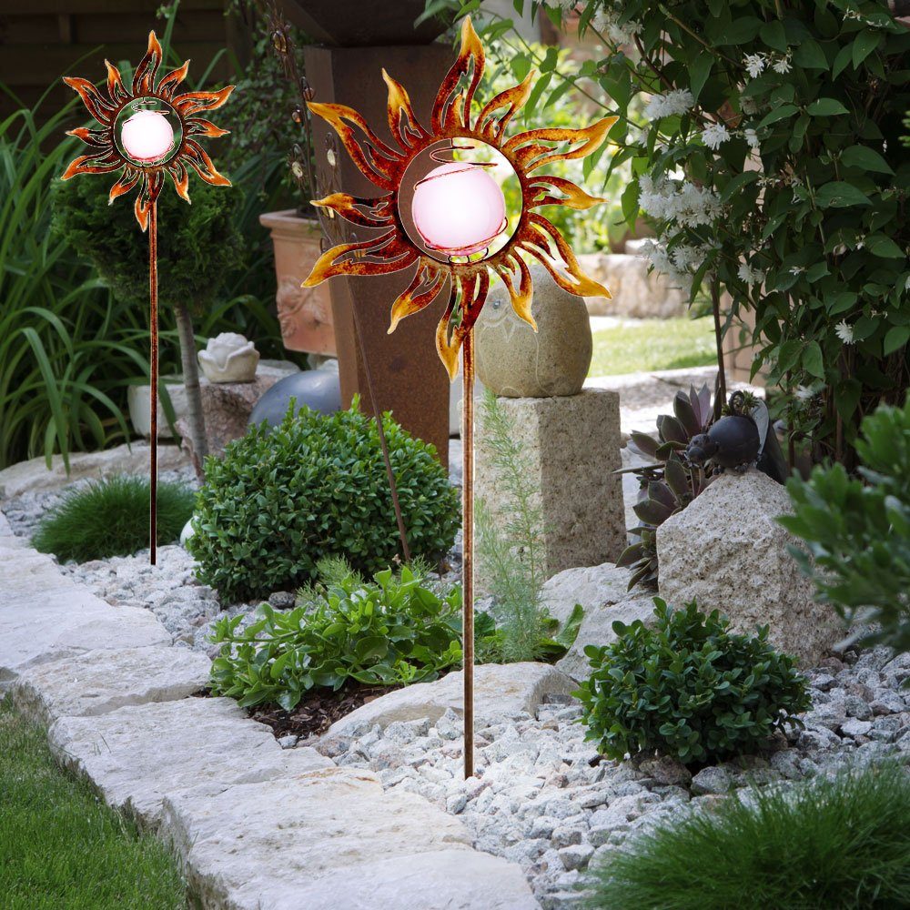 verbaut, Sonne Solar Blume Solarlampe fest LED-Leuchtmittel Außenleuchte etc-shop Erdspieß LED Solarleuchte, Garten Steckleuchte