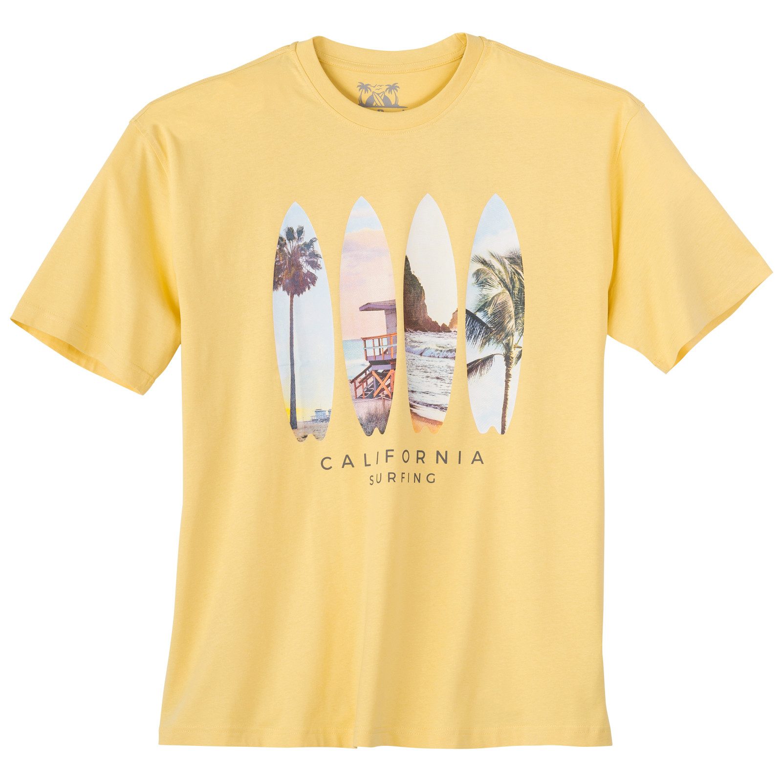 Print-Shirt Calm Beach Übergrößen T-Shirt gelb Fotoprint Strand