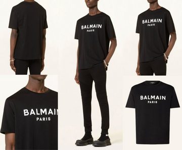 Balmain T-Shirt BALMAIN Flocked Logo Straight Fit T-Shirt Cotton Shirt Paris Tee M