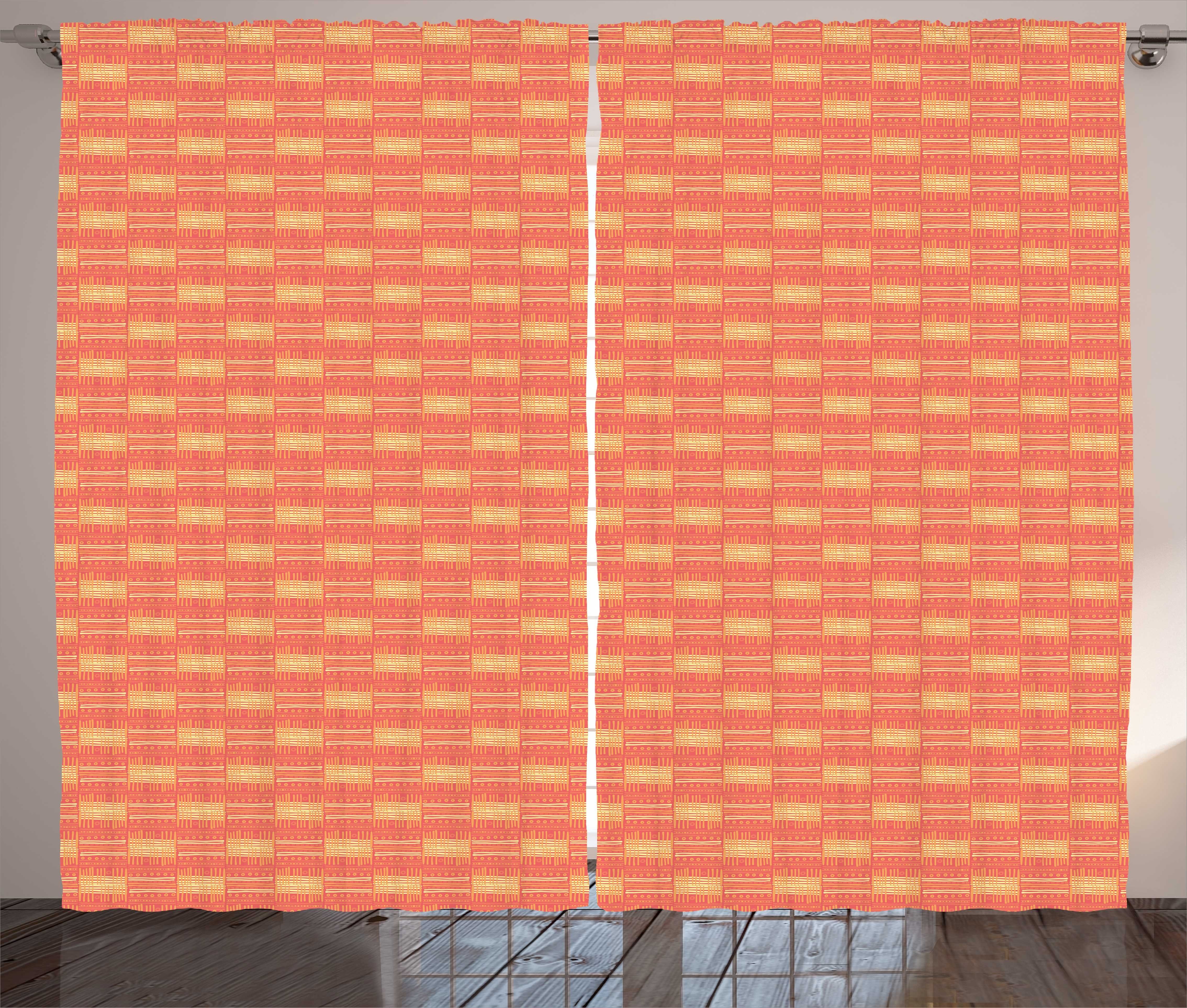 Gardine Schlafzimmer Kräuselband Vorhang mit Schlaufen und Haken, Abakuhaus, afrikanisch Abstrakt Boho Formulare Muster