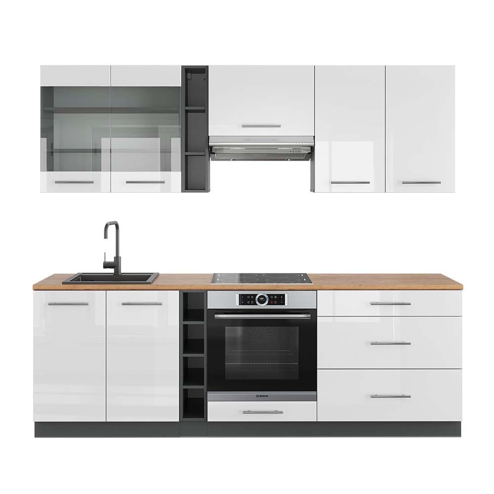 Vicco Küchenzeile R-Line, Rot Hochglanz/Goldkraft Eiche/Goldkraft günstig online kaufen