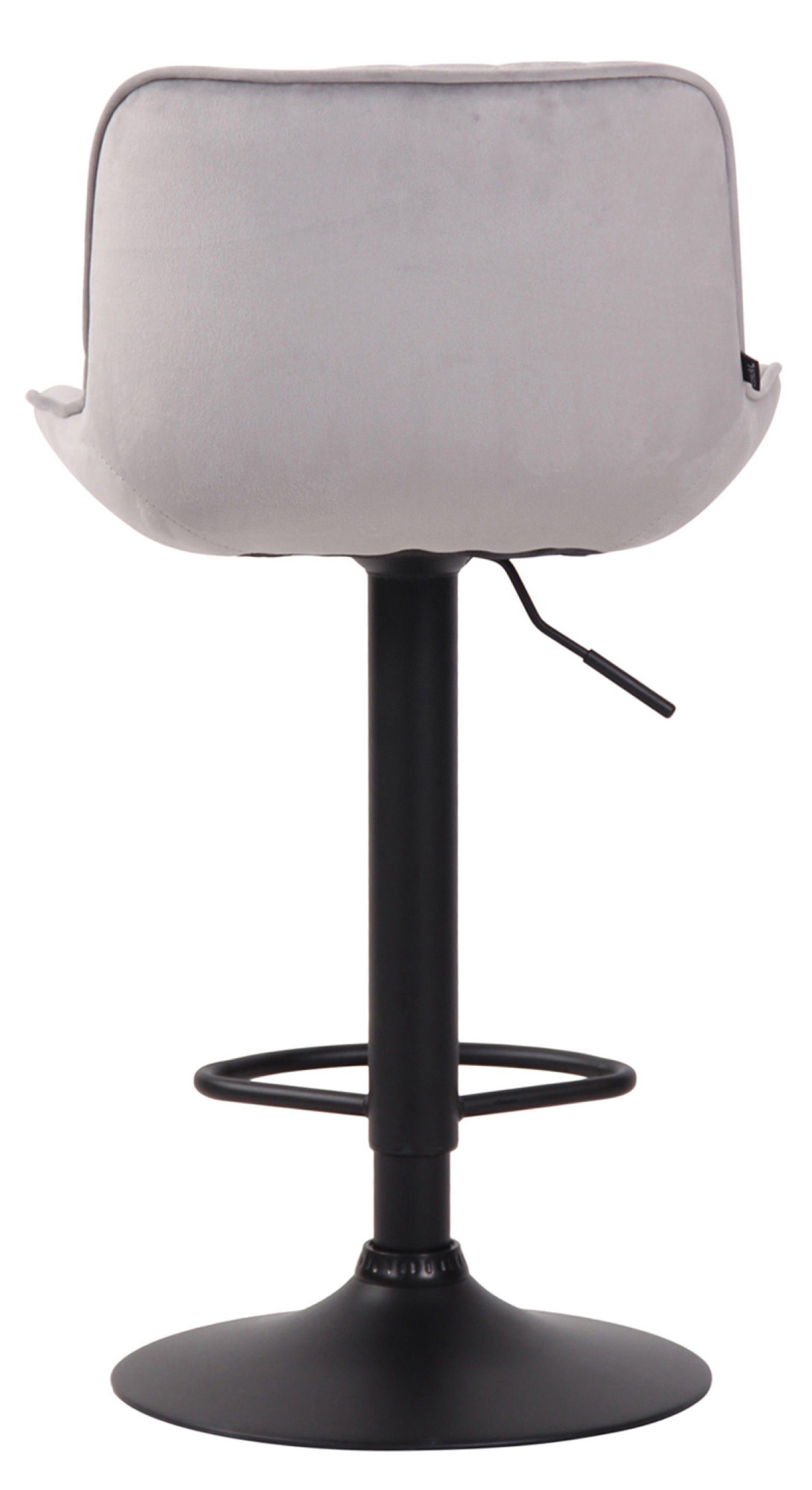 TPFLiving und Hocker Rückenlehne Küche und Metall drehbar für Samt Barhocker Gestell bequemer angenehmer Sitzfläche: Grau 360° (Barstuhl - höhenverstellbar), & Fußstütze Theke - schwarz Lento mit