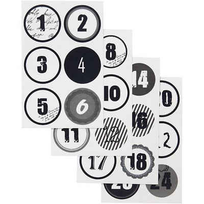 Creotime Aufkleber Sticker Kalenderzahlen, D: 4 cm, 9x14 cm, 4 Bl. so