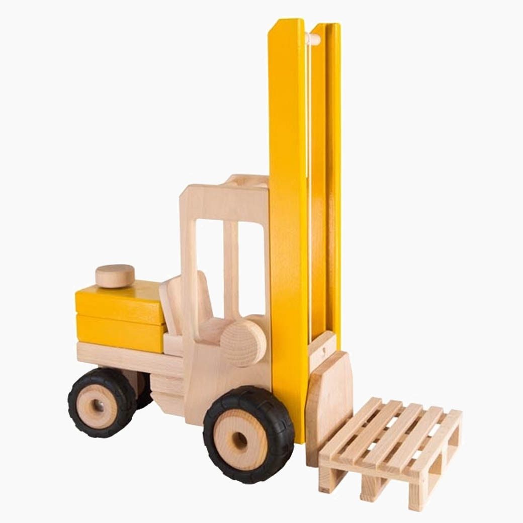 goki Spielzeug-Gabelstapler Gabelstapler Mit lenkbarer Hinterachse, (Packung, 2-tlg., set), und verstellbare Ladegabel