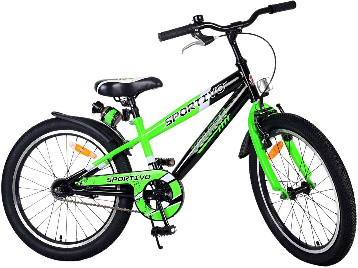 Volare Kinderfahrrad 20 Zoll Kinder Jungen Fahrrad Kinderfahrrad Rad Sportivo Grün 22114, 1 Gang, Rücktrittbremse, Seitenständer, Schutzbleche, Trinkflasche, Klingel