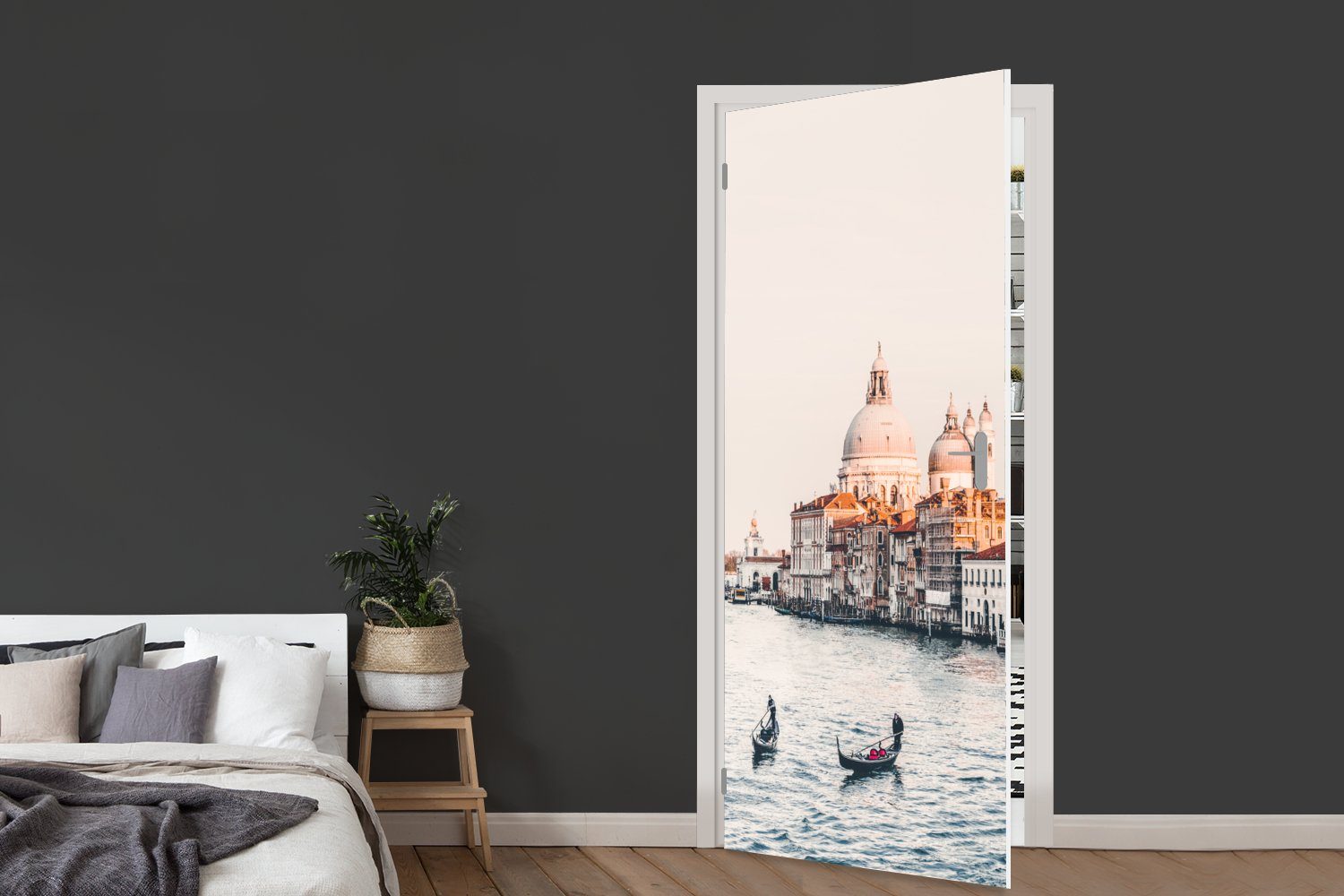 - MuchoWow - cm Venedig Türaufkleber, (1 Türtapete bedruckt, Italien, Boot Tür, 75x205 Matt, St), Fototapete für