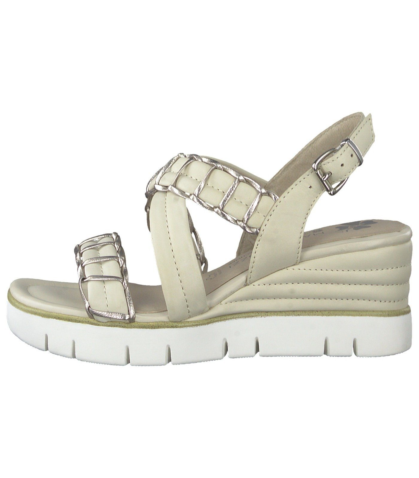 MARCO TOZZI Sandalen Leder/Synthetik Keilsandalette Cream