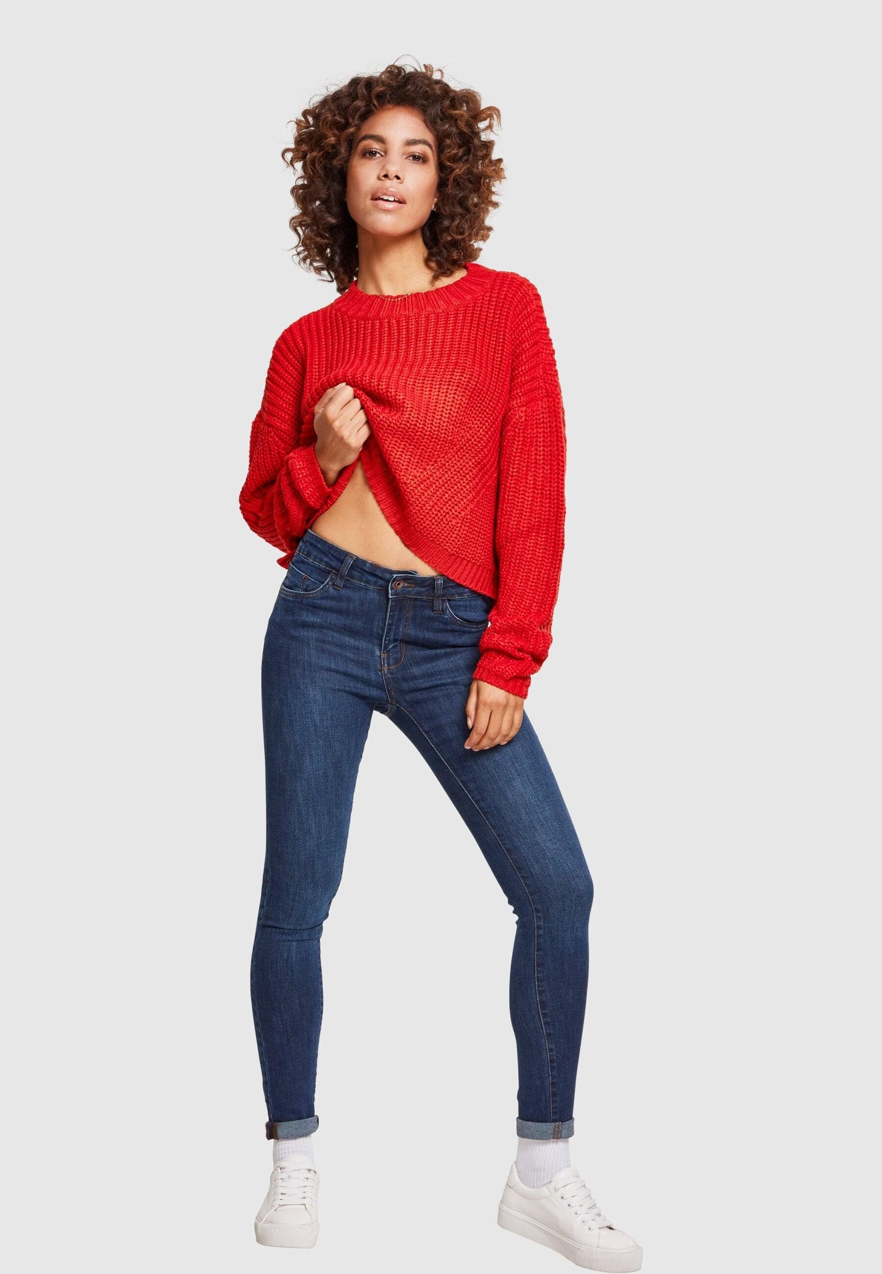 URBAN CLASSICS Kapuzenpullover Damen Ladies firered/ Wide Oversize Sweater (1-tlg)