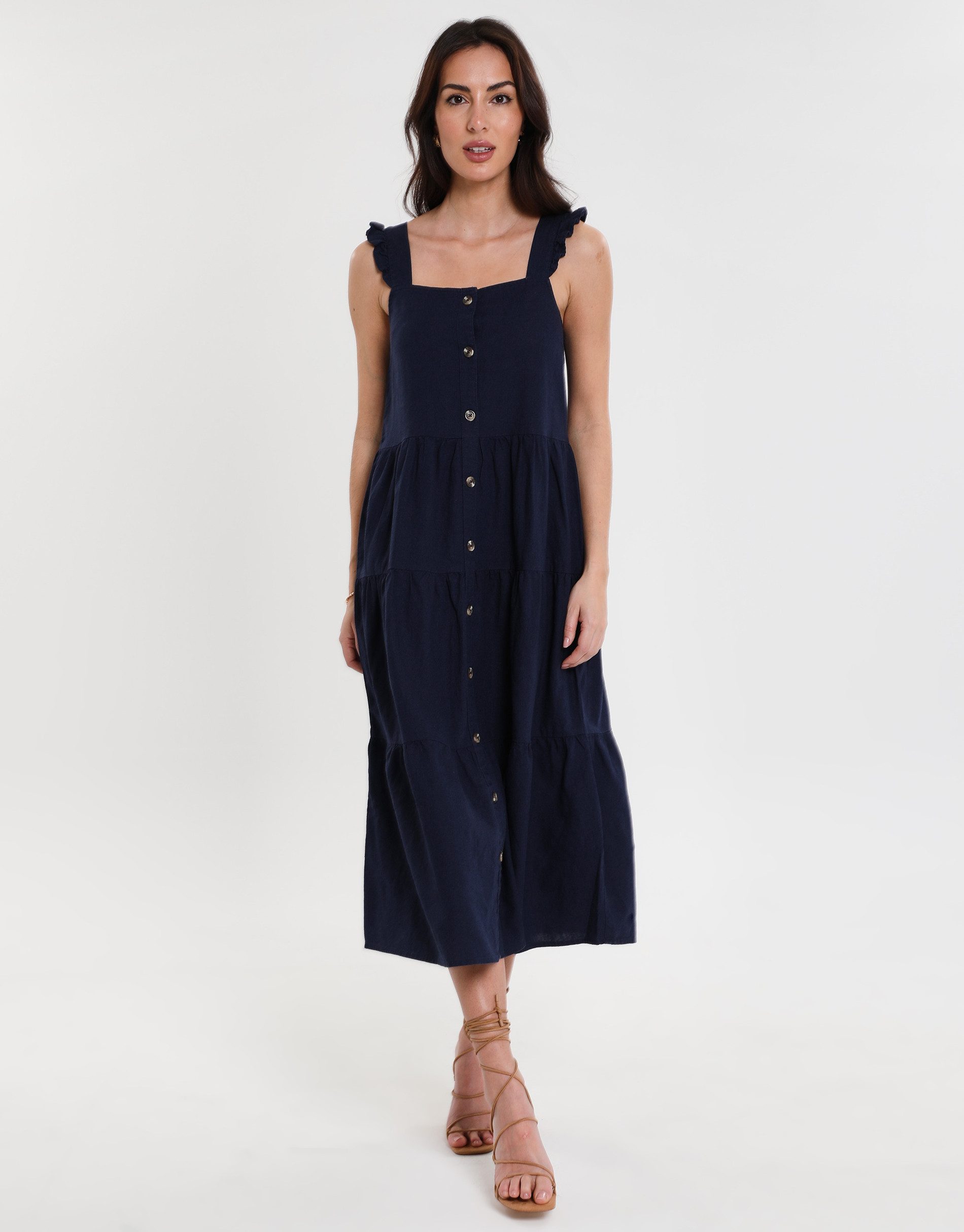 Threadbare Sommerkleid THB Oak Flutter mit Knöpfen