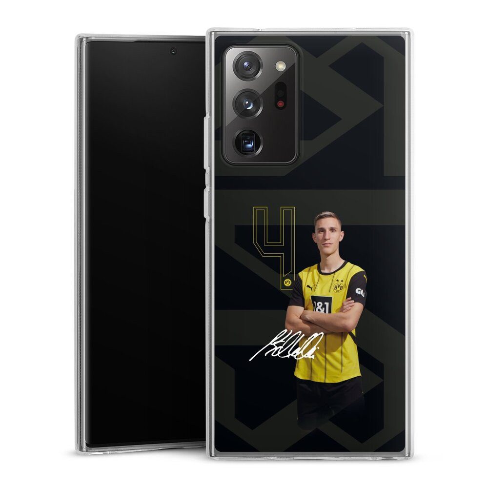 DeinDesign Handyhülle Borussia Dortmund Nico Schlotterbeck Offizielles Lizenzprodukt, Samsung Galaxy Note 20 Ultra Silikon Hülle Bumper Case
