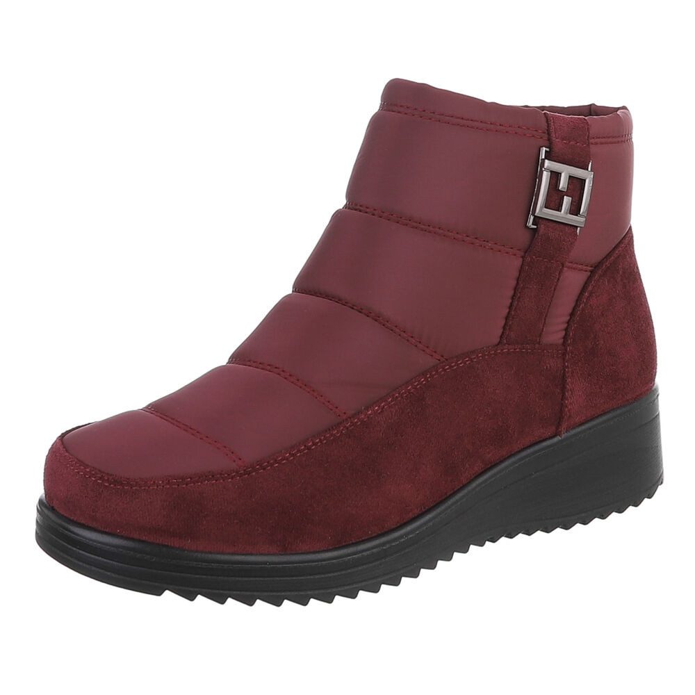 Ital-Design Damen Winterstiefel mit Reißverschluss und Profilsohle Snowboots (92732059) Keilabsatz/Wedge Stiefeletten in Bordeaux