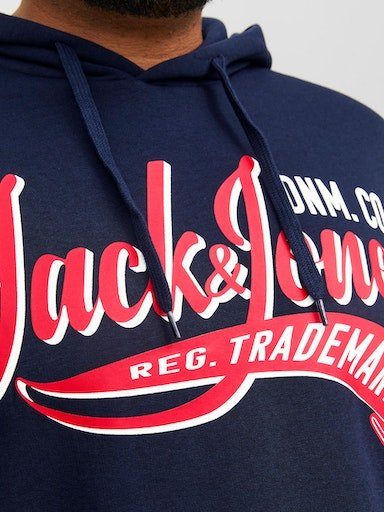 Jack & Jones COL SWEAT PLS 2 blazer HOOD Kapuzensweatshirt JJELOGO PlusSize navy 23/24 NOOS