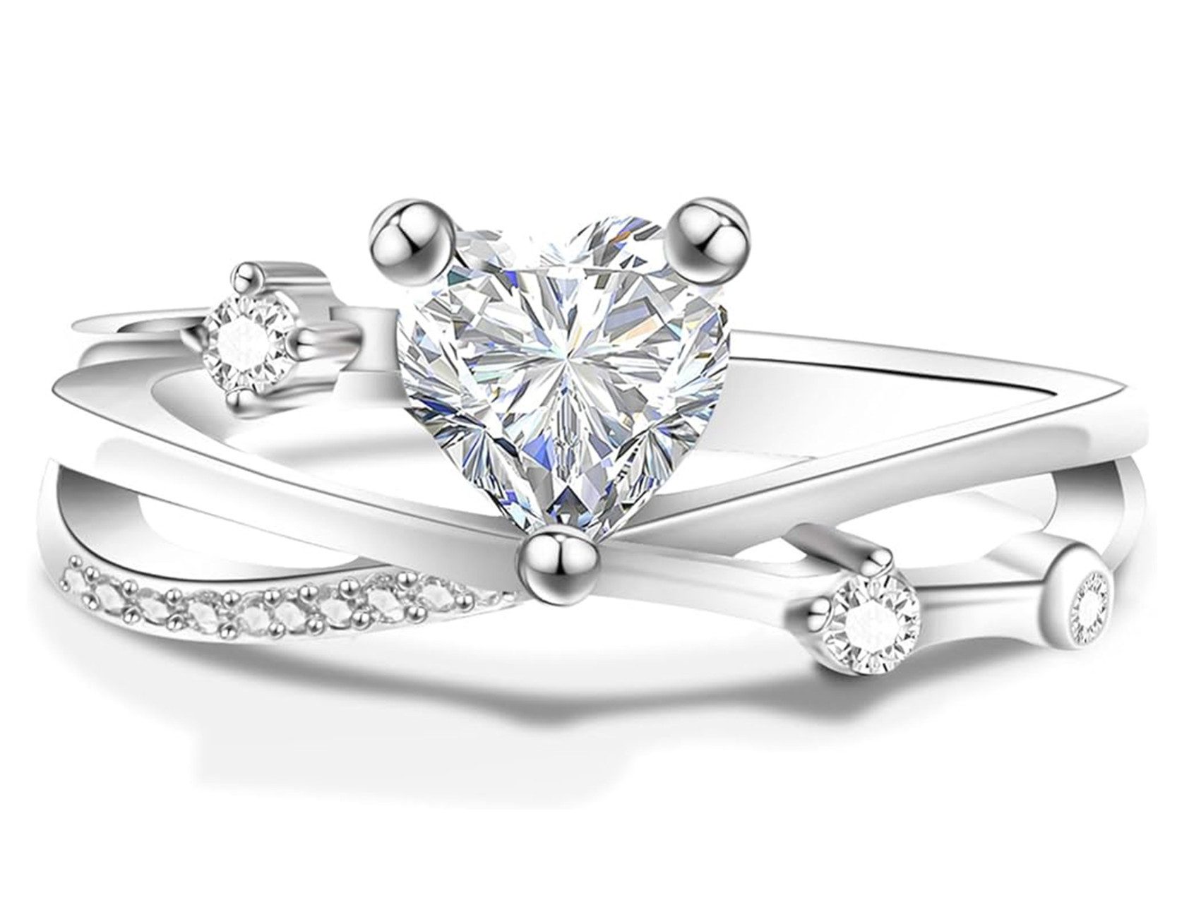 Verlobungsring Eheringe, Ring aus 14K Weißgold,1ct,D/E,VS1,2EX,Damen-Diamantring