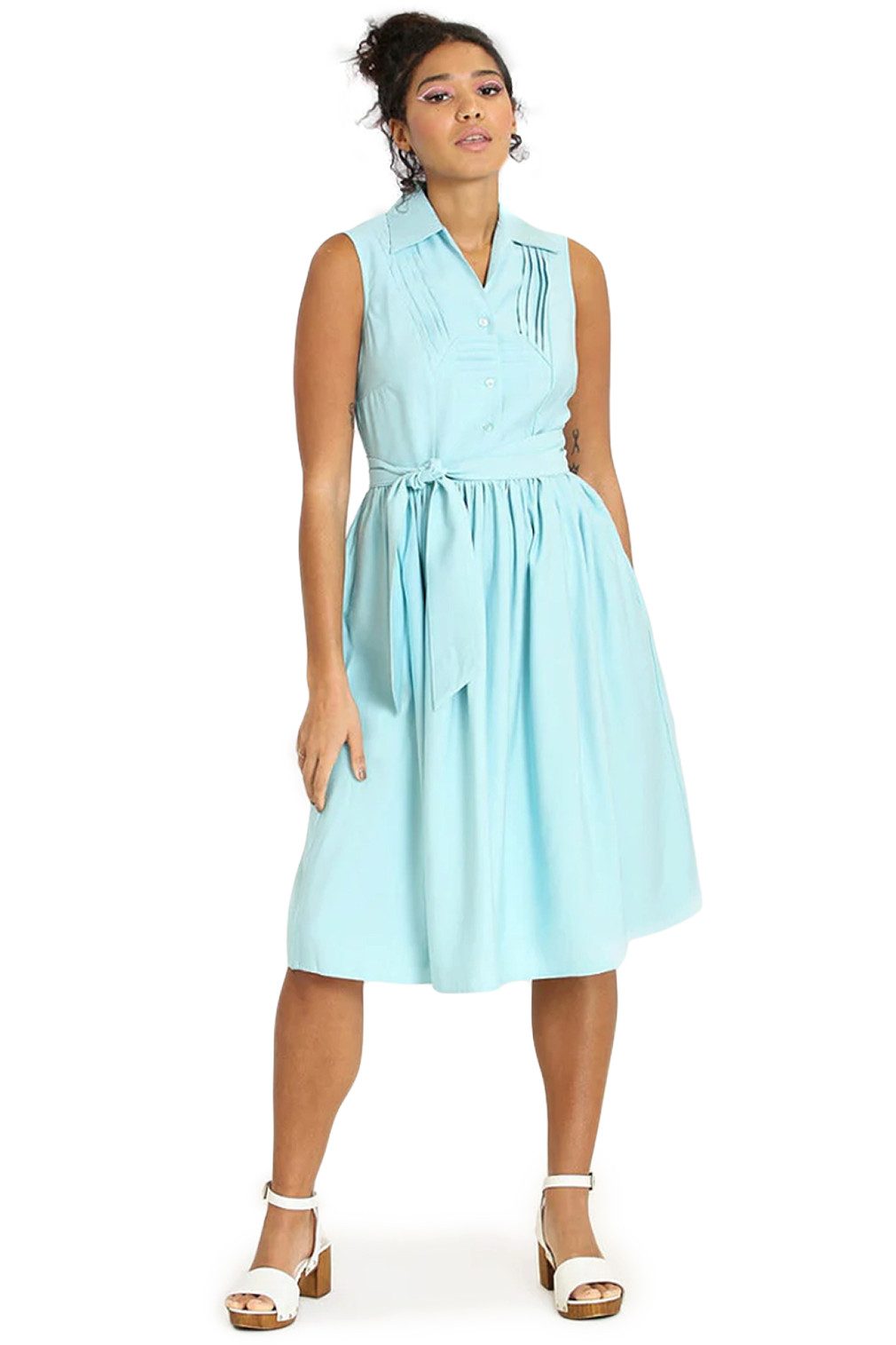 Hell Bunny A-Linien-Kleid Cry Baby Blau Retro Vintage Swing Dress Blusenkleid