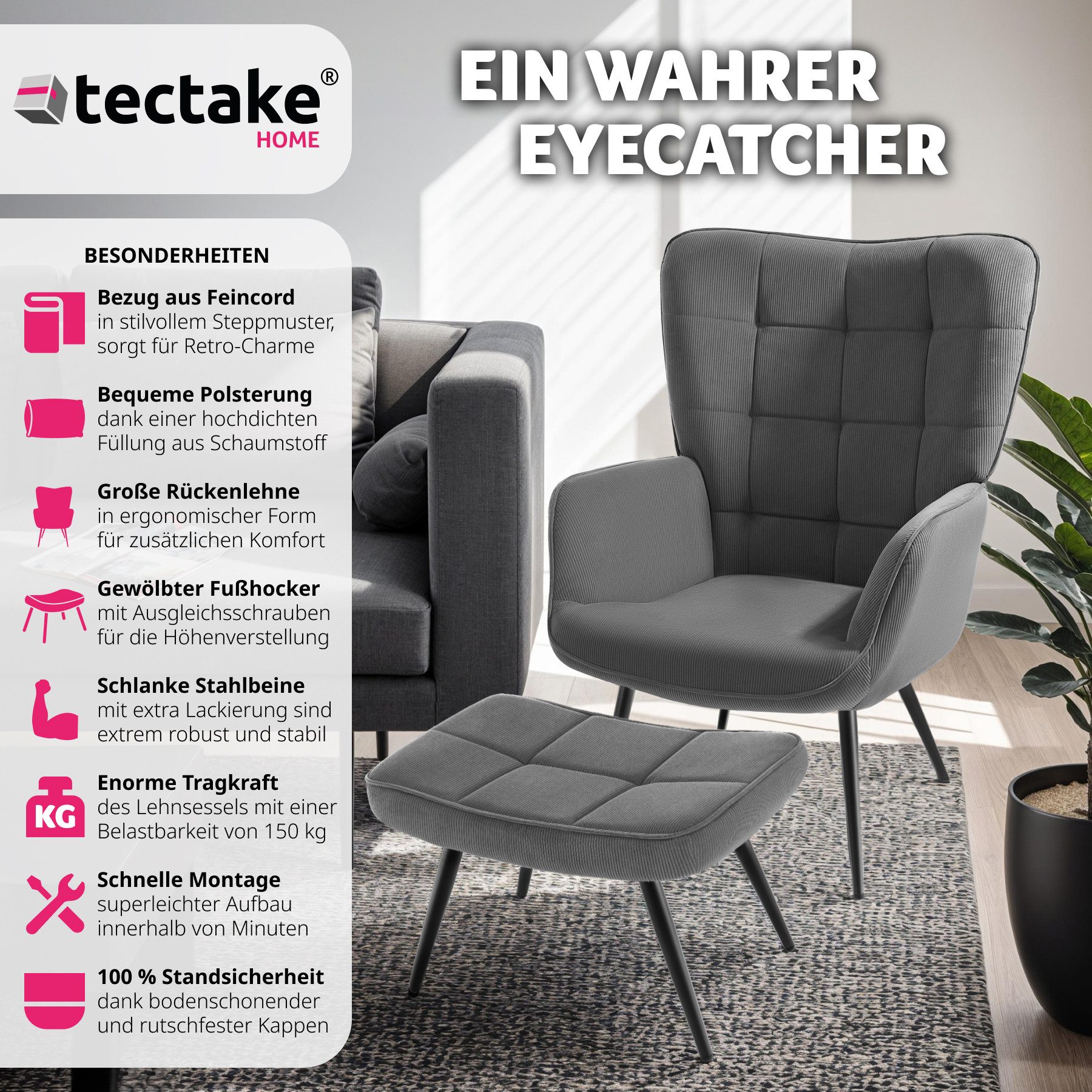 tectake Relaxsessel Sessel, gepolstert günstig online kaufen