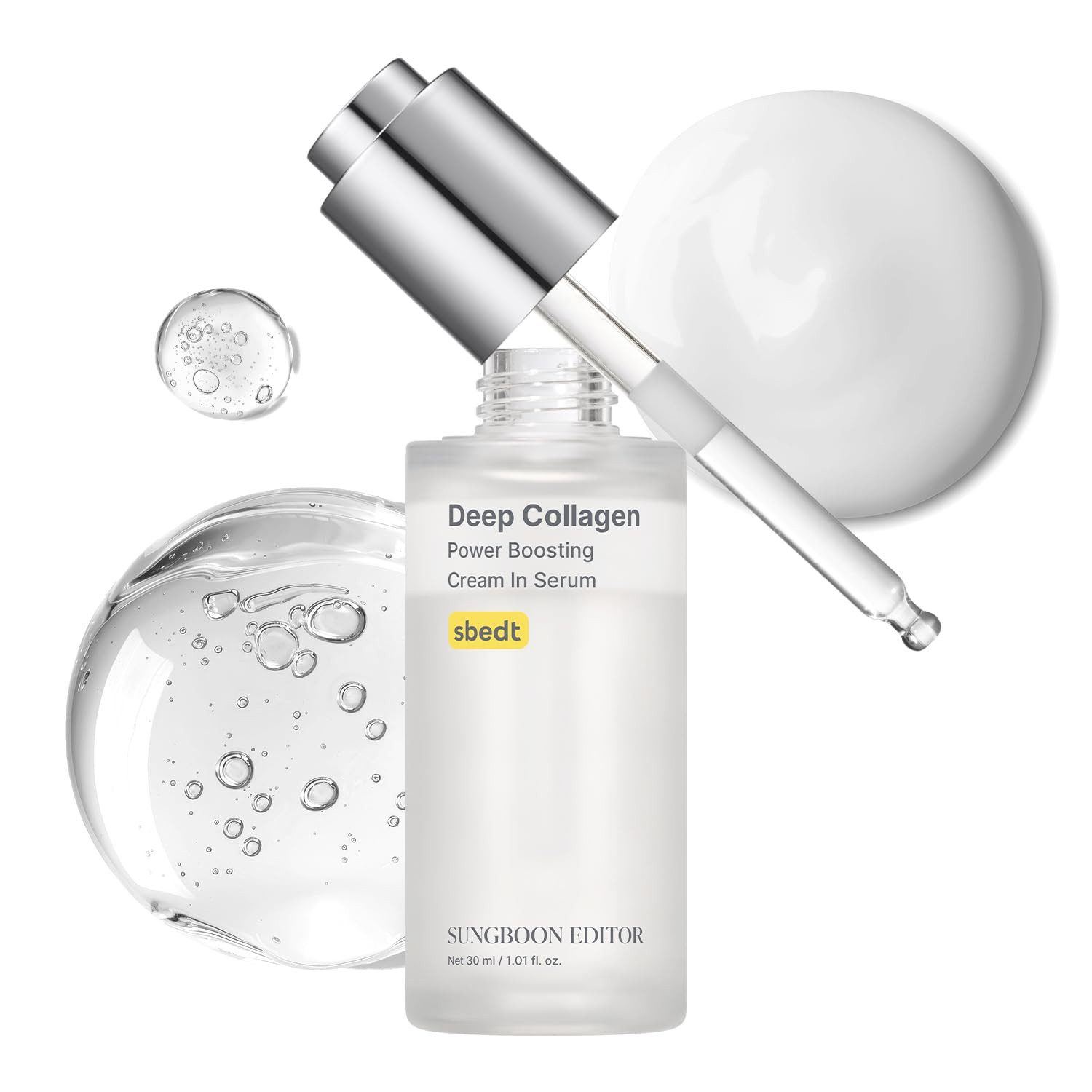 Sungboon Editor Gesichtsserum Deep Collagen Power Boosting Cream In Serum 30ml - 5% Volufiline + 58% niedermolekulares Kollagen - Hyaluron-Serum für reife und trockene, Haut - K-Beauty Gesichtsserum