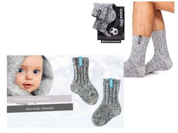 LK Trend & Style Socken Soxs.Co Schafwollsocken für Papa und Baby Geschenkset zur Geburt (Spar-Set, 2 Paar) Kuschel-Alarm Anti-Kratz Garantie das ultimative Geschenkset
