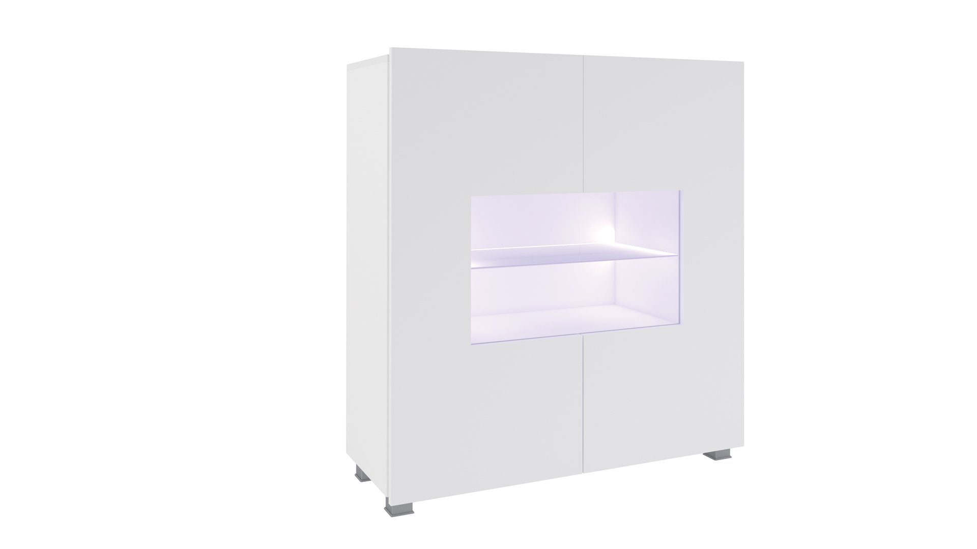 Stylefy Wohnwand Wohnzimmer-Set), variabel 1xWandboard, bestehend hängbar Hochglanz (Set wahlweise LED-Beleuchtung, und 1xKommode, (3-St), mit 1xLowboard Weiß Bietula, aus