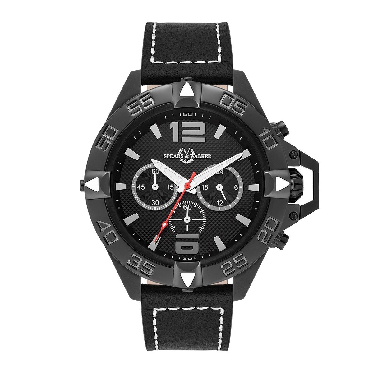 Spears & Walker Quarzuhr Varus II schwarz, mit Echtleder-Armband