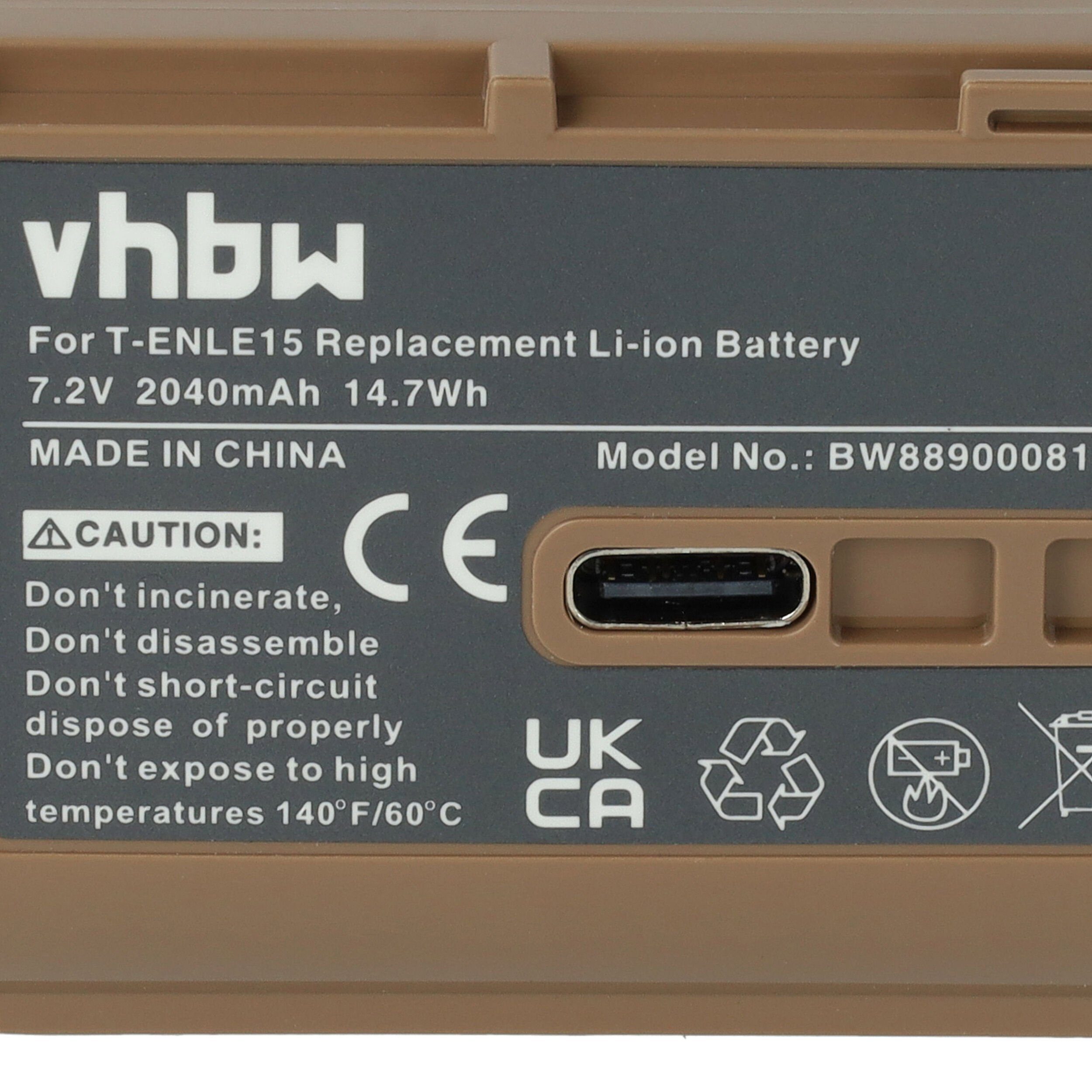 vhbw kompatibel Li-Ion 2040 Nikon V1 1 Kamera-Akku (7,2 V) mAh mit