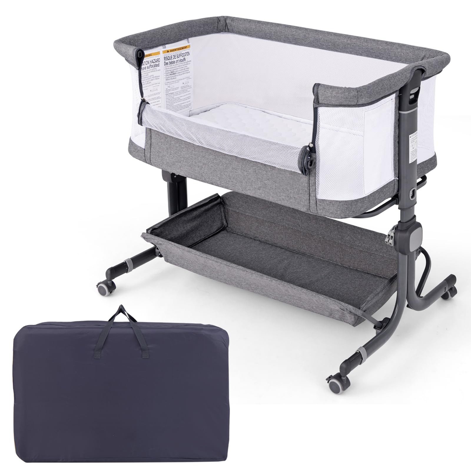 COSTWAY Beistellbett, 1-tlg., Reisebett, Babybett, 6 Fach höhenverstellbar günstig online kaufen