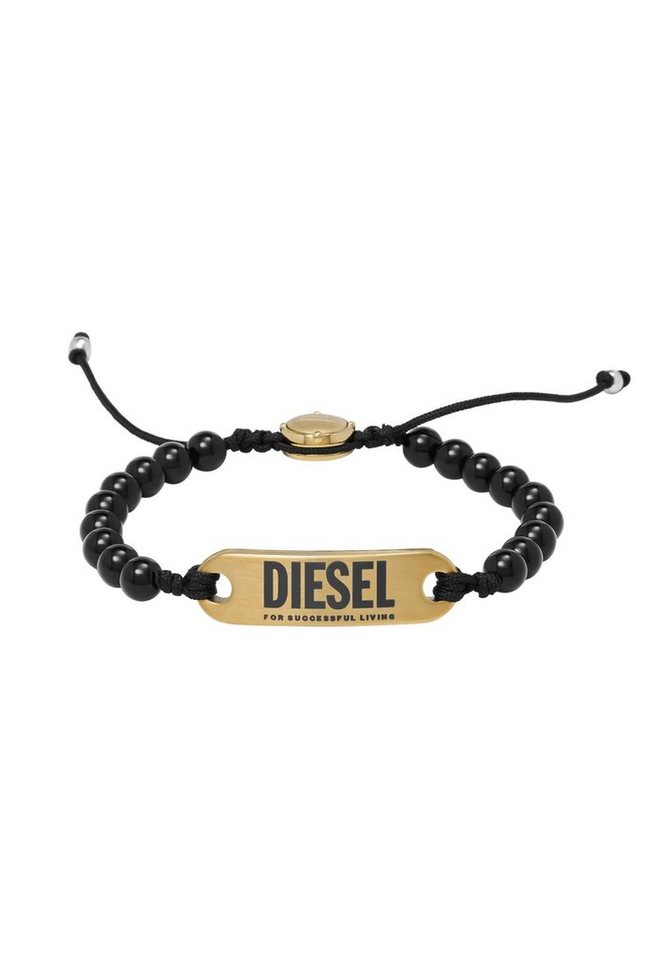 Diesel Armband Schmuck Edelstahl Armschmuck Beadarmband Zugarmband, zu  Hoodie, Shirt, Jeans, Sneaker, Underwear, Parfüm - Geschenk!, Aus teilweise  gelbgoldfarben vergoldetem Edelstahl mit Textil kombiniert