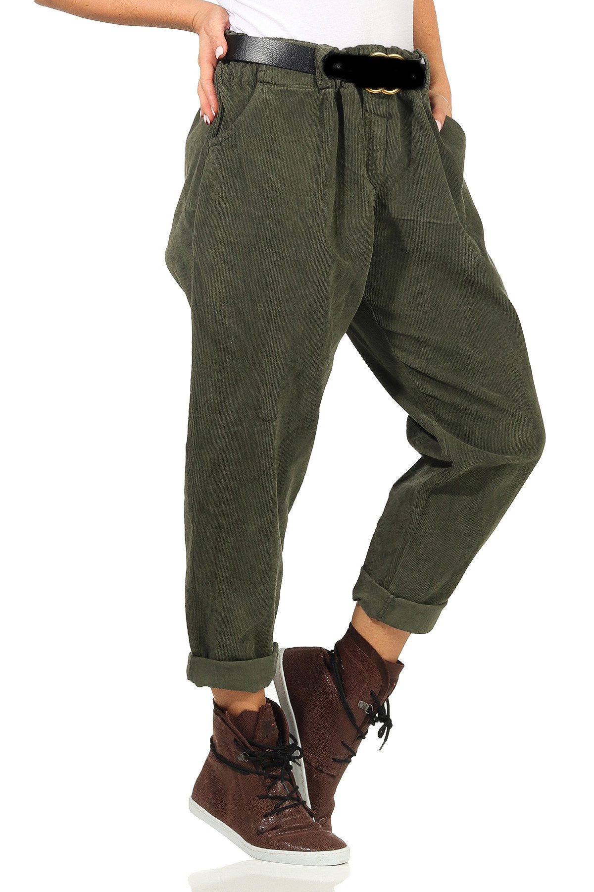 Mississhop Haremshose Damenhose mit Gürtel – Lässiger Schnitt Bund ohne Rei günstig online kaufen