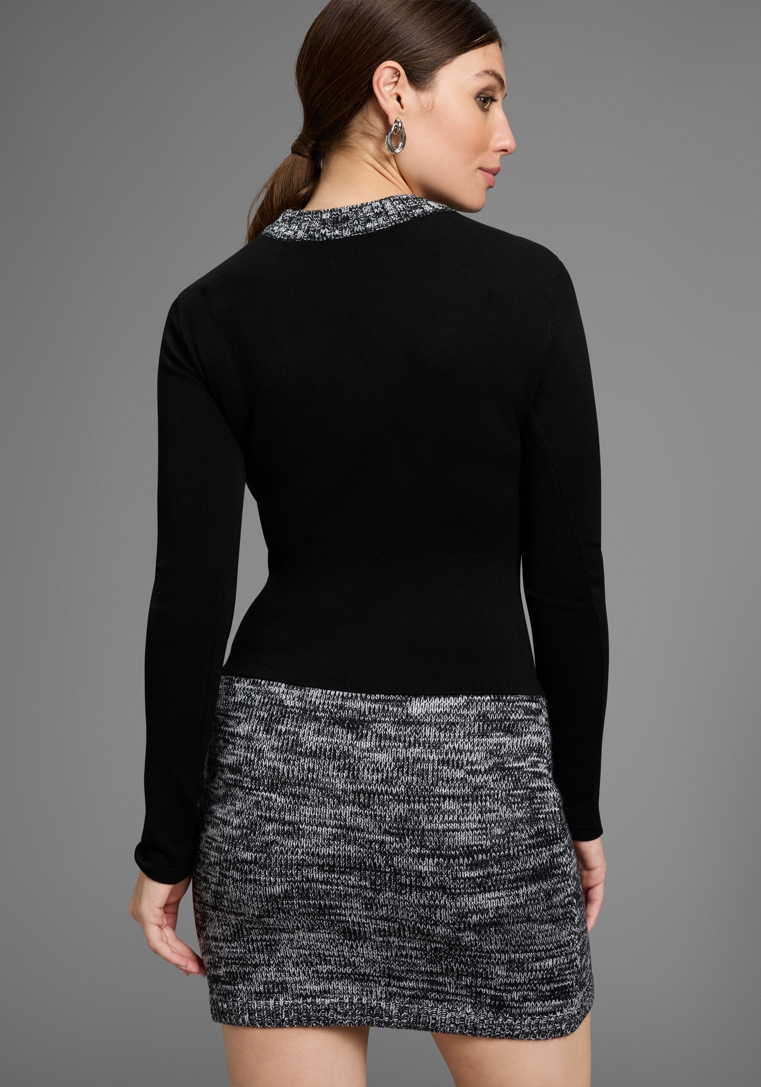 Melrose Strickkleid aus Grobstrick mit Kontrastdetails günstig online kaufen