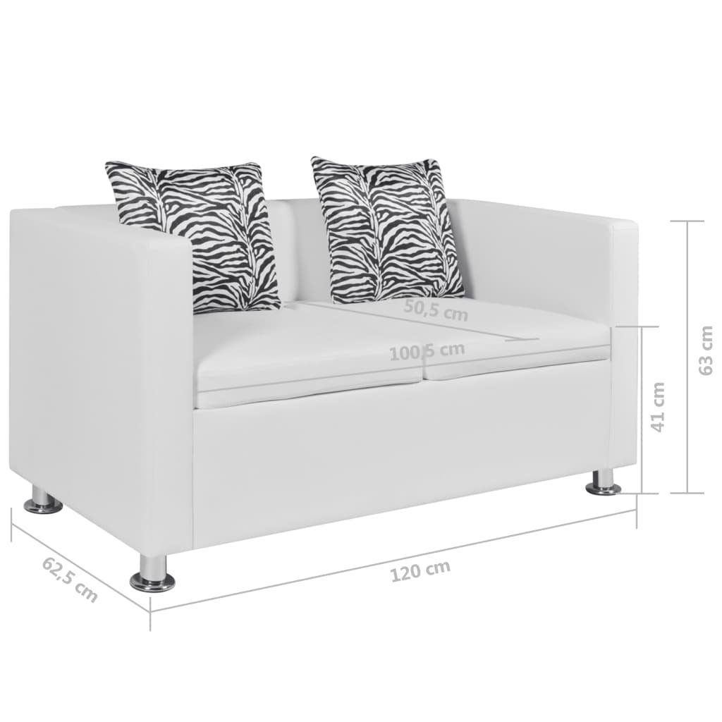 Sofa 2-Sitzer-Sofa Weiß Couch Kunstleder vidaXL