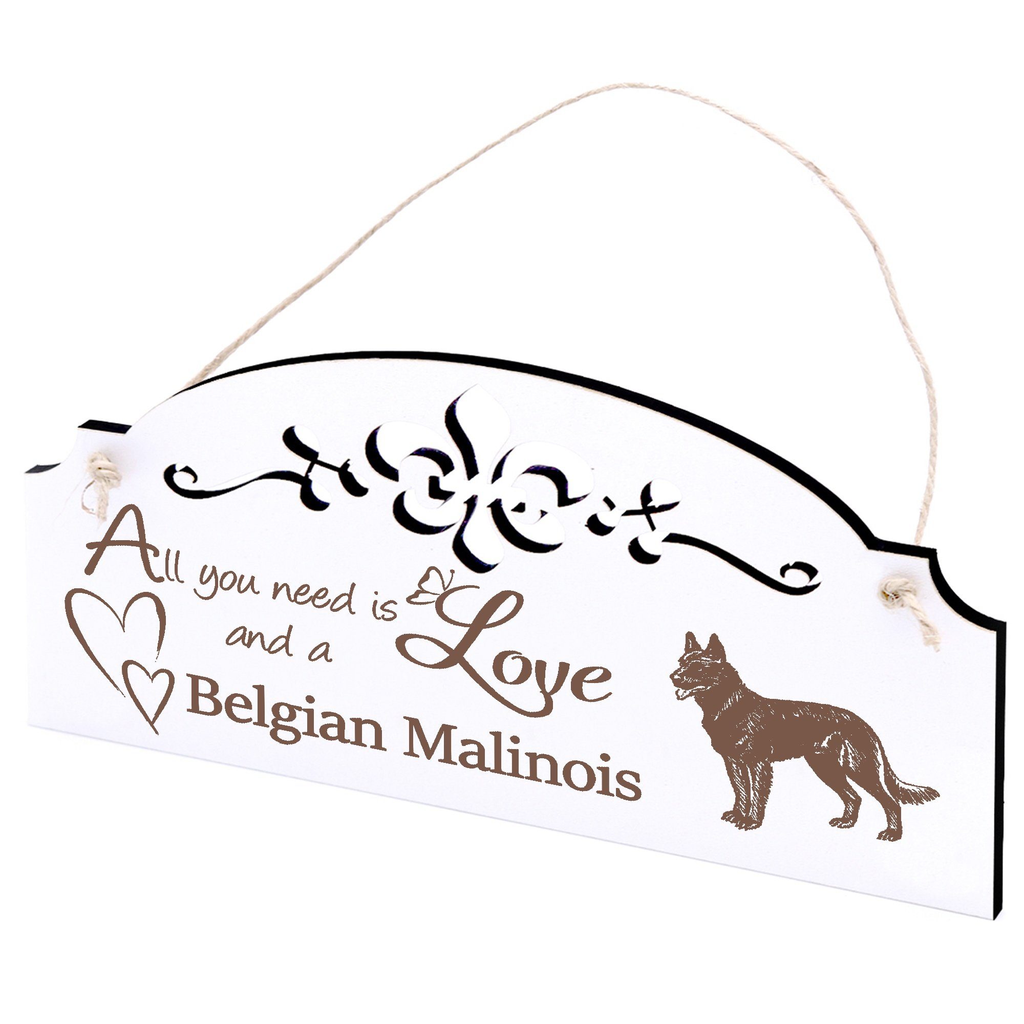 Hängedekoration Schäferhund you belgischer Love need Deko Dekolando Malinois 20x10cm is All