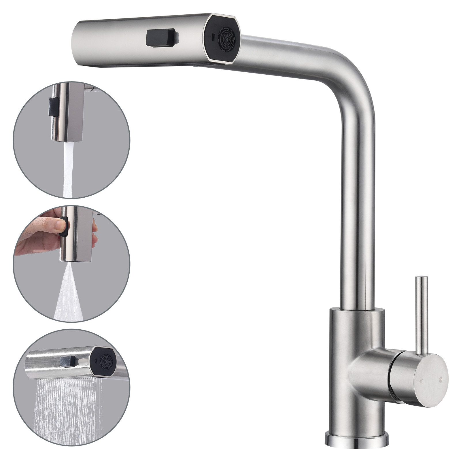 HOMELODY Küchenarmatur Ausziehbar 360°Schwenkbar Drei Sprühfunktionen Spült günstig online kaufen