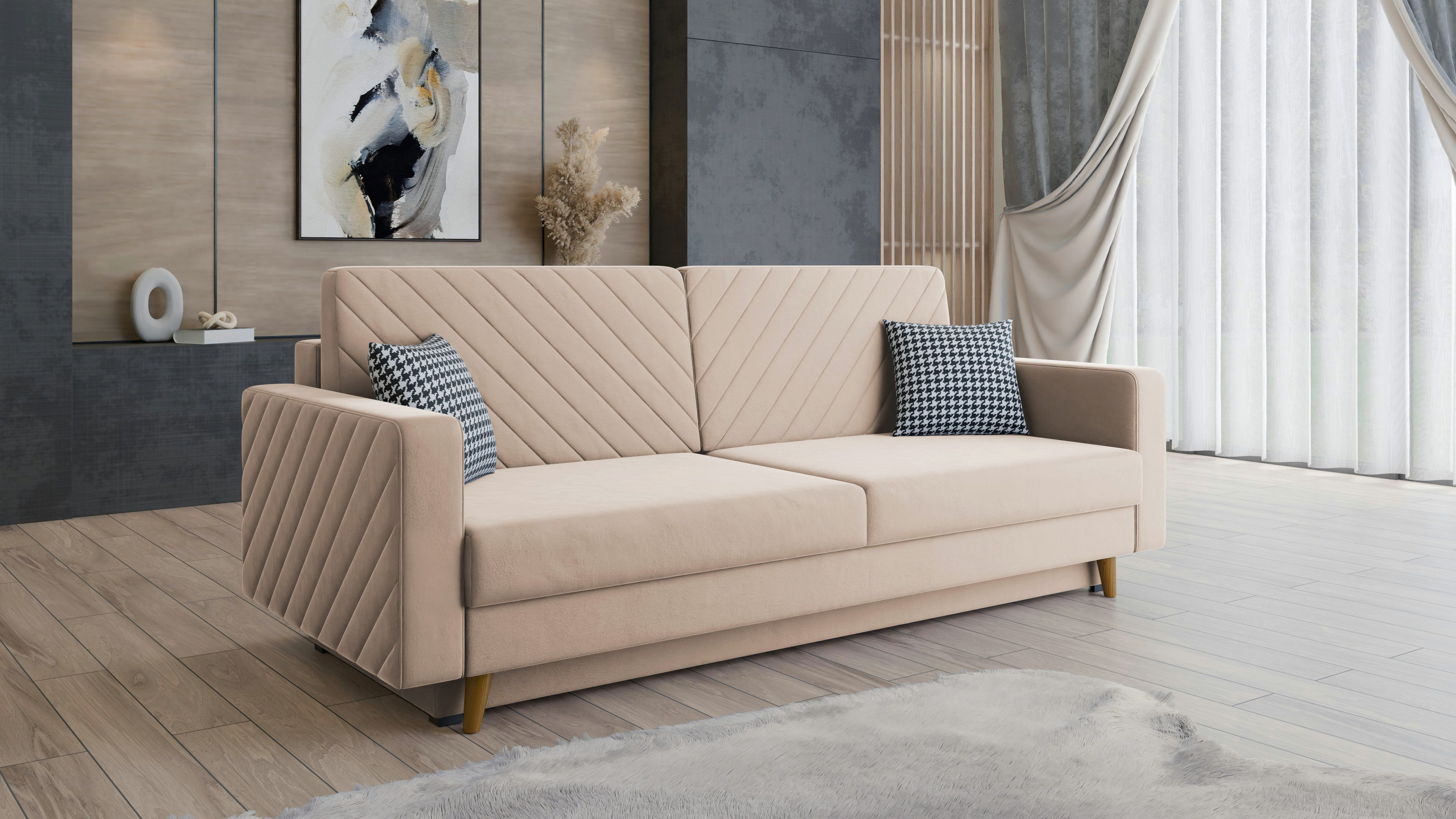 MOEBLO Schlafsofa CALIFORNIA, Sofa aus Samtstoff Couch für Wohnzimmer Sofag günstig online kaufen