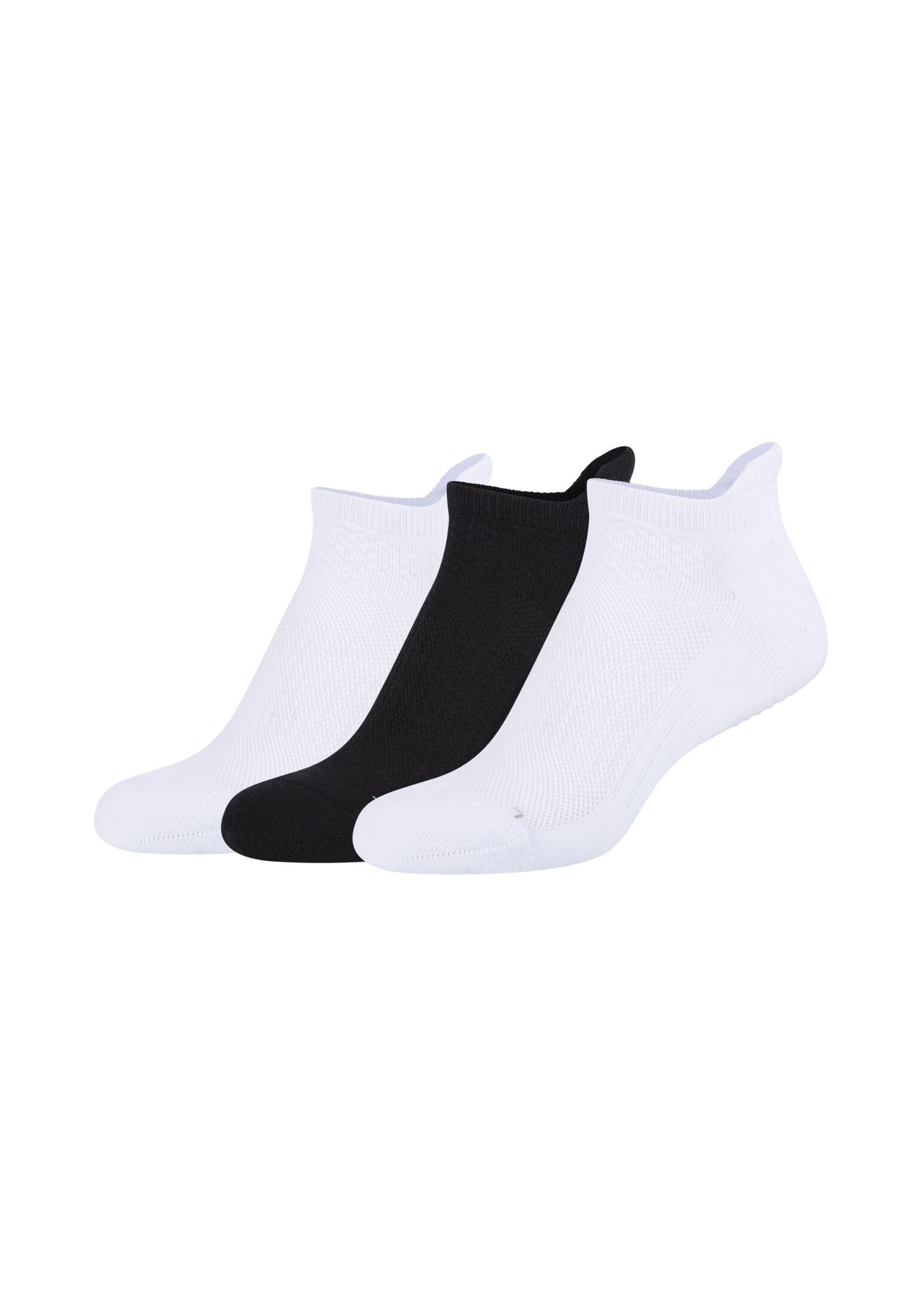 Camano Sneakersocken Yoga-Sneakersocken 3er Pack black white