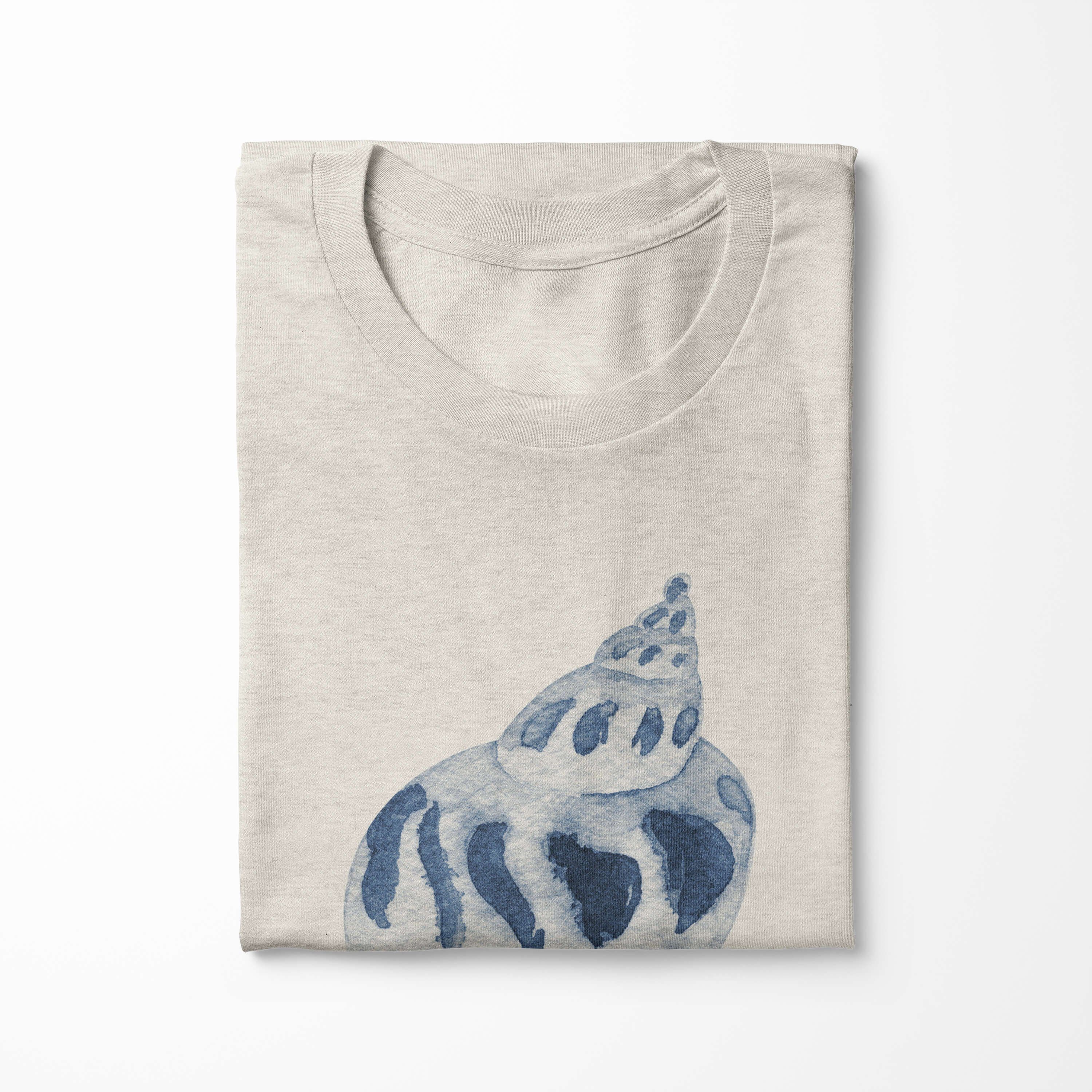 Sinus Art Shirt Muschel Herren Wasserfarben aus Bio-Baumwolle gekämmte T-Shirt T-Shirt (1-tlg) Ökomode Nachhaltig 100% Motiv