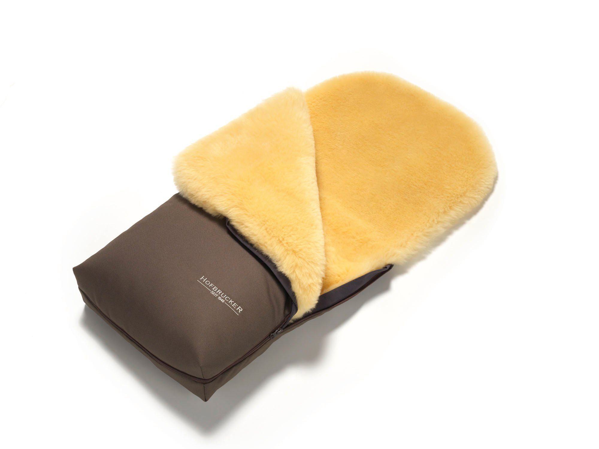 Hofbrucker seit 1948 Fußsack Hofbrucker Lammfell-Fußsack Putzi für Kinderwagen und Buggy, warmer Winterfußsack mit echtem Lammfell wasserabweisend und windabweisend Oberteil abnehmbar Made in Germany