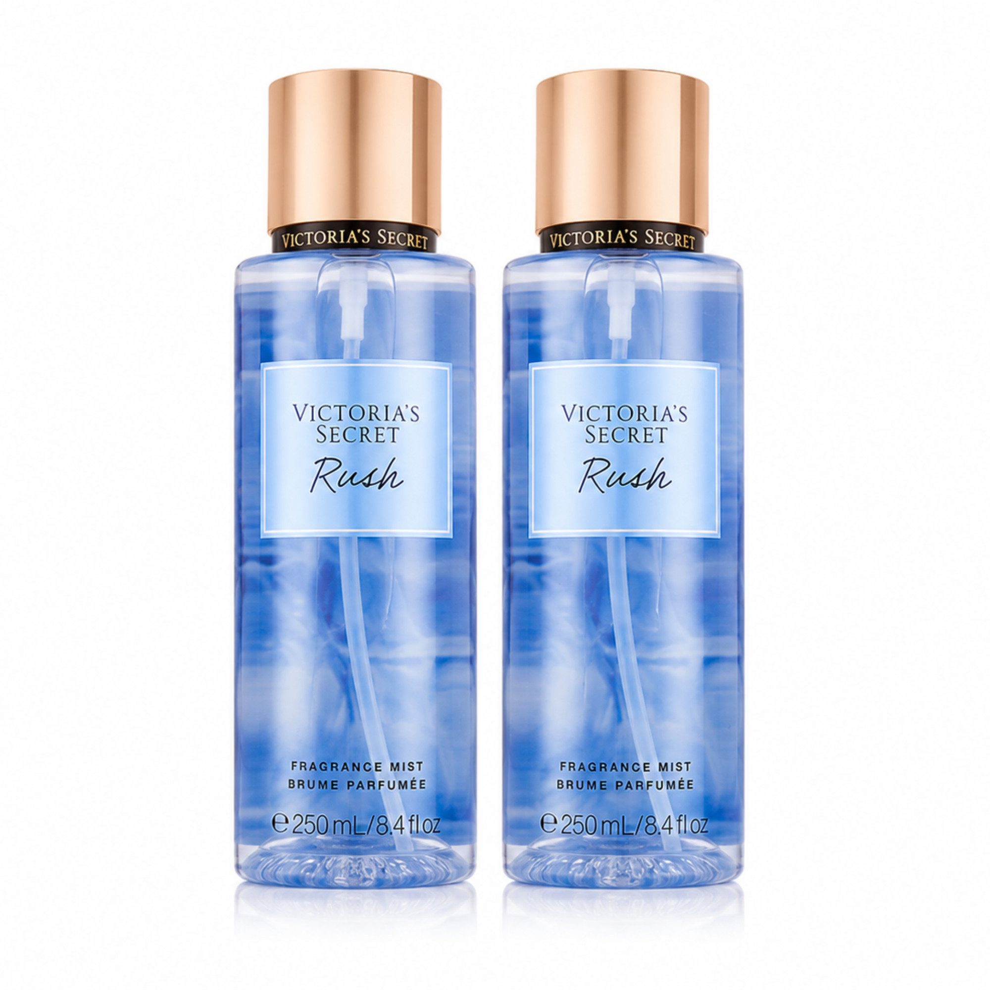 Victorias Secret Körperspray Rush Fragrance Mist Doppelpack 2 × 250 ml, Doppelpack mit frischem Duft und 500 ml Gesamtinhalt