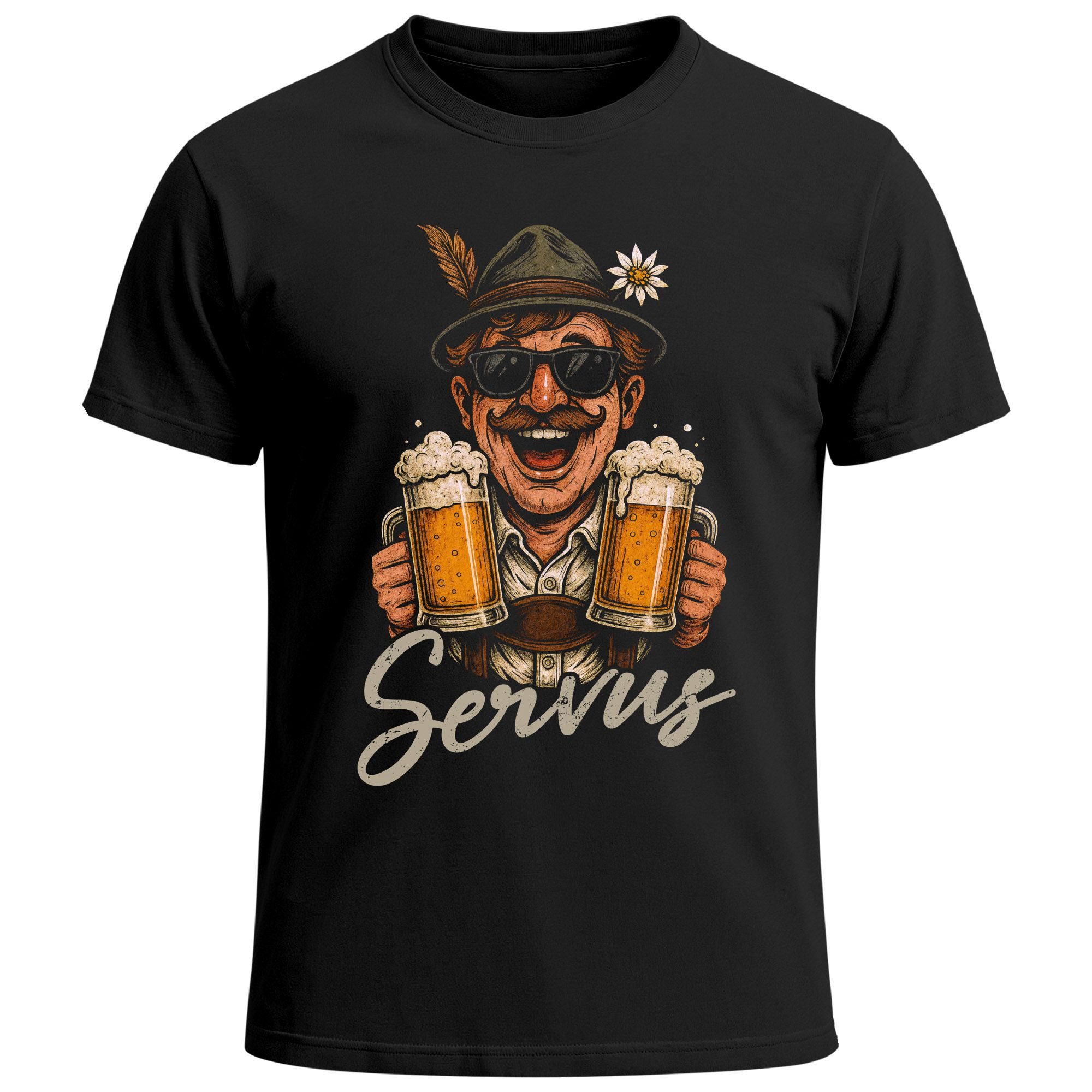 MoonWorks Print-Shirt Herren T-Shirt für das Oktoberfest Servus Bayer Tracht Maßkrüge mit Print
