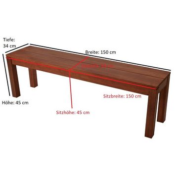 DEGAMO Hockerbank BRASILIA (1 St), 3-sitzer 150cm, Eukalyptus Holz geölt