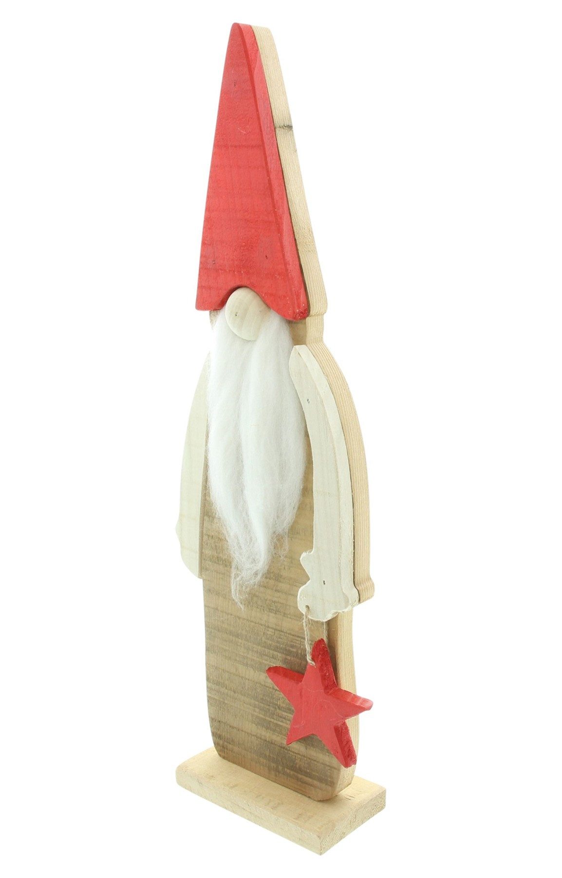 Dekoleidenschaft Wichtel "Tomte" Dekofigur aus recyceltem Holz, 43 cm hoch, Weihnachtswichtel, Weihnachtsdeko, Holzfigur mit roter Mütze, Weihnachtsmann, Holzdeko