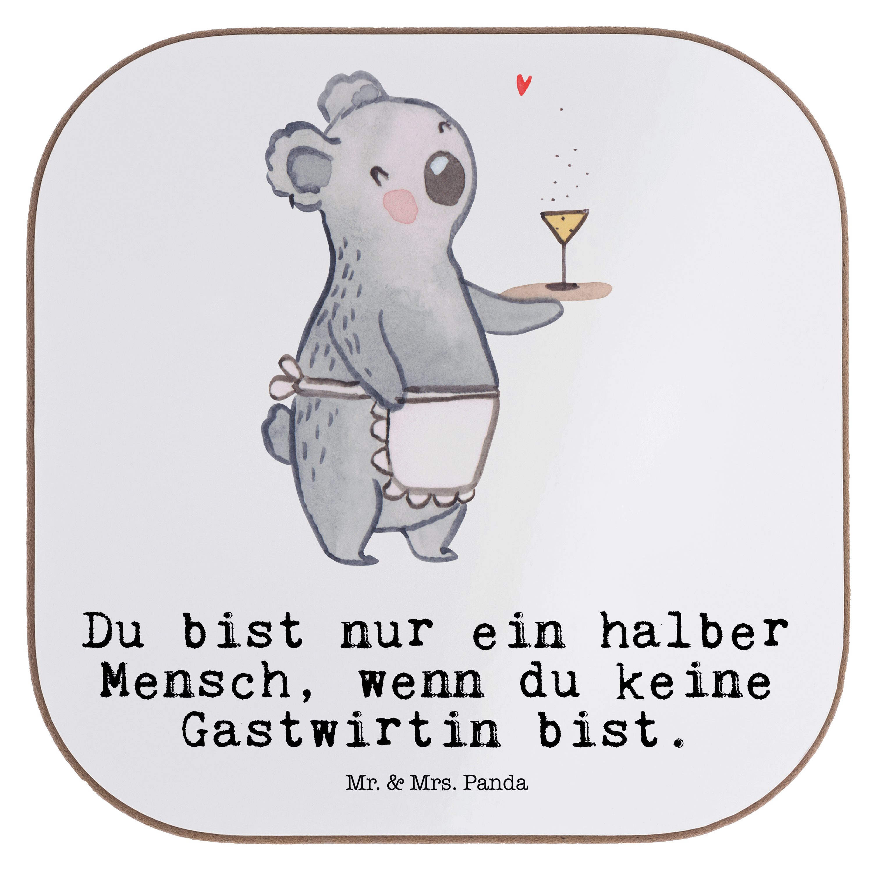 Mr. & 1-tlg. mit Getränkeuntersetzer, Weiß Rum, Unte, - Panda Herz Getränkeuntersetzer Mrs. Gastwirtin - Geschenk