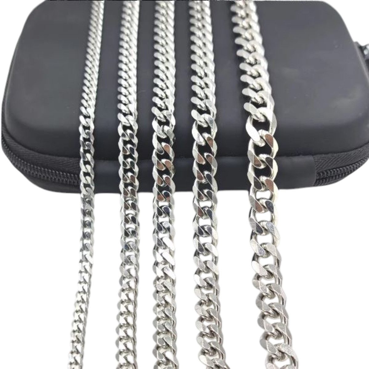 KARMA Panzerkette Edelstahlkette Herrenkette Damenkette silber Halskette Herren (1-tlg., wasserfest - antiallergisch), Herrenschmuck Damenschmuck Silberkette Gl – Bild 5 von 5