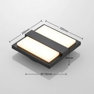 Lucande LED Außen-Wandleuchte Gylfi, LED-Leuchtmittel fest verbaut, warmweiß, Modern, Aluminium, Polycarbonat, graphit (RAL 840-M), weiß, 48