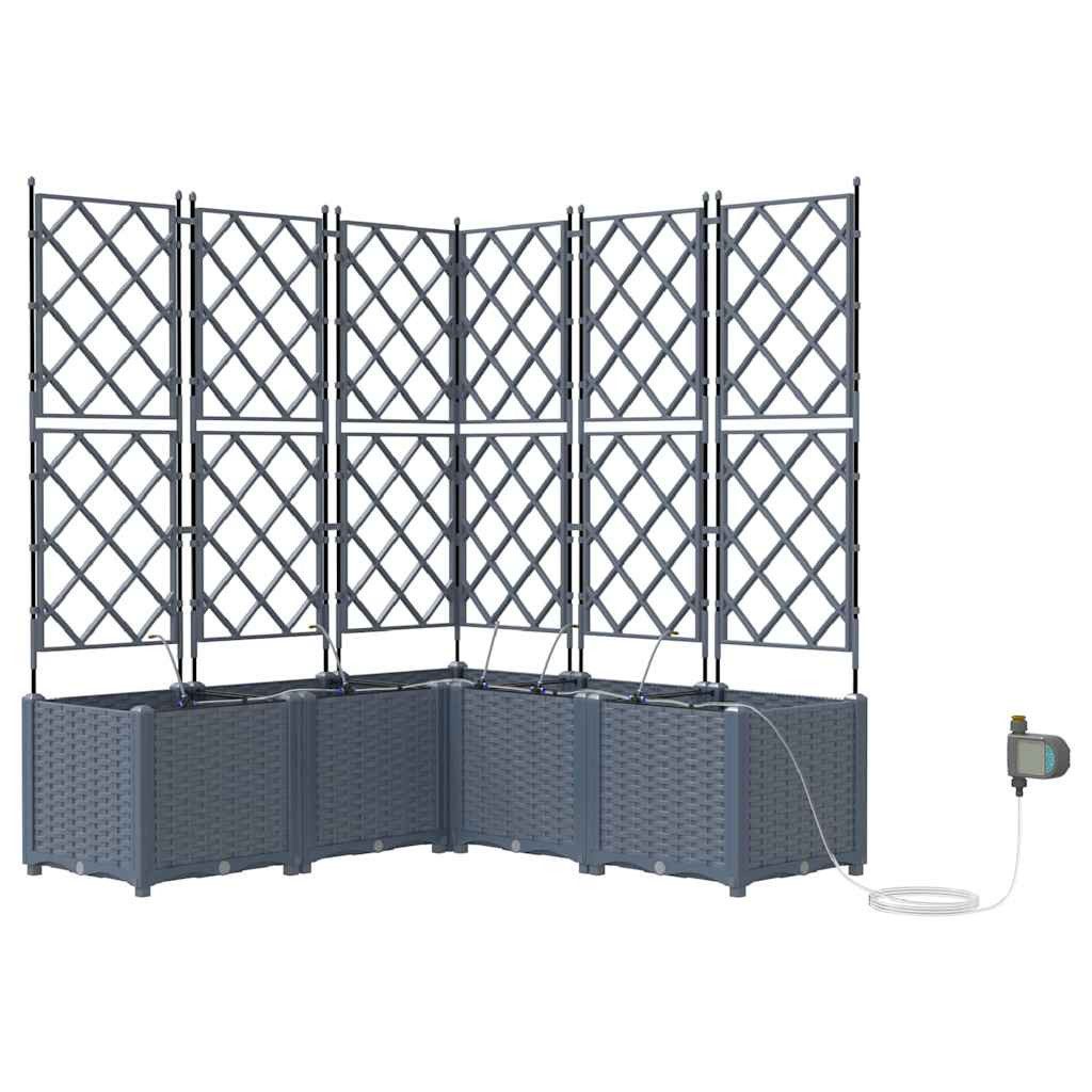 vidaXL Blumentopf Garten-Pflanzgefäß 5 pcs Hellgrau Kunststoff (5 St)