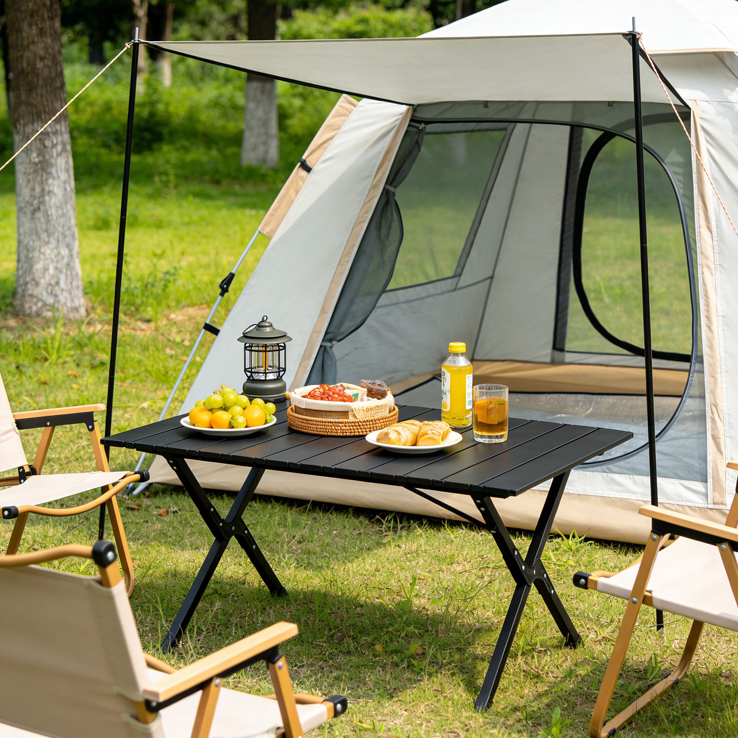 relaxdays Campingtisch klappbar, schwarz, 90x60 cm
